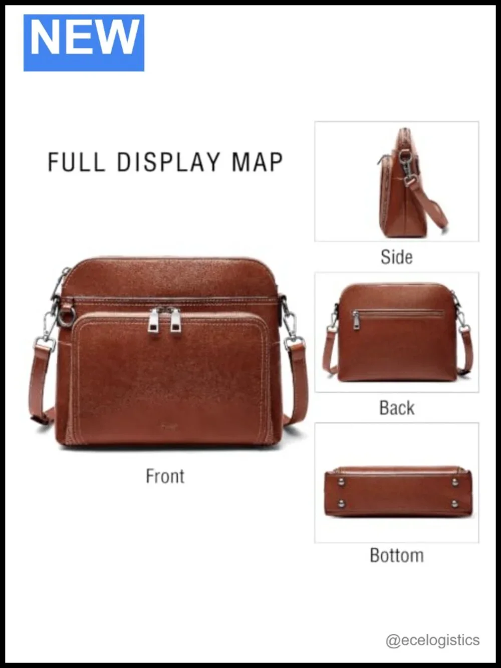 Genuine Leather Anti Theft Crossbody Bag with RFID Blocking Detachable Strap